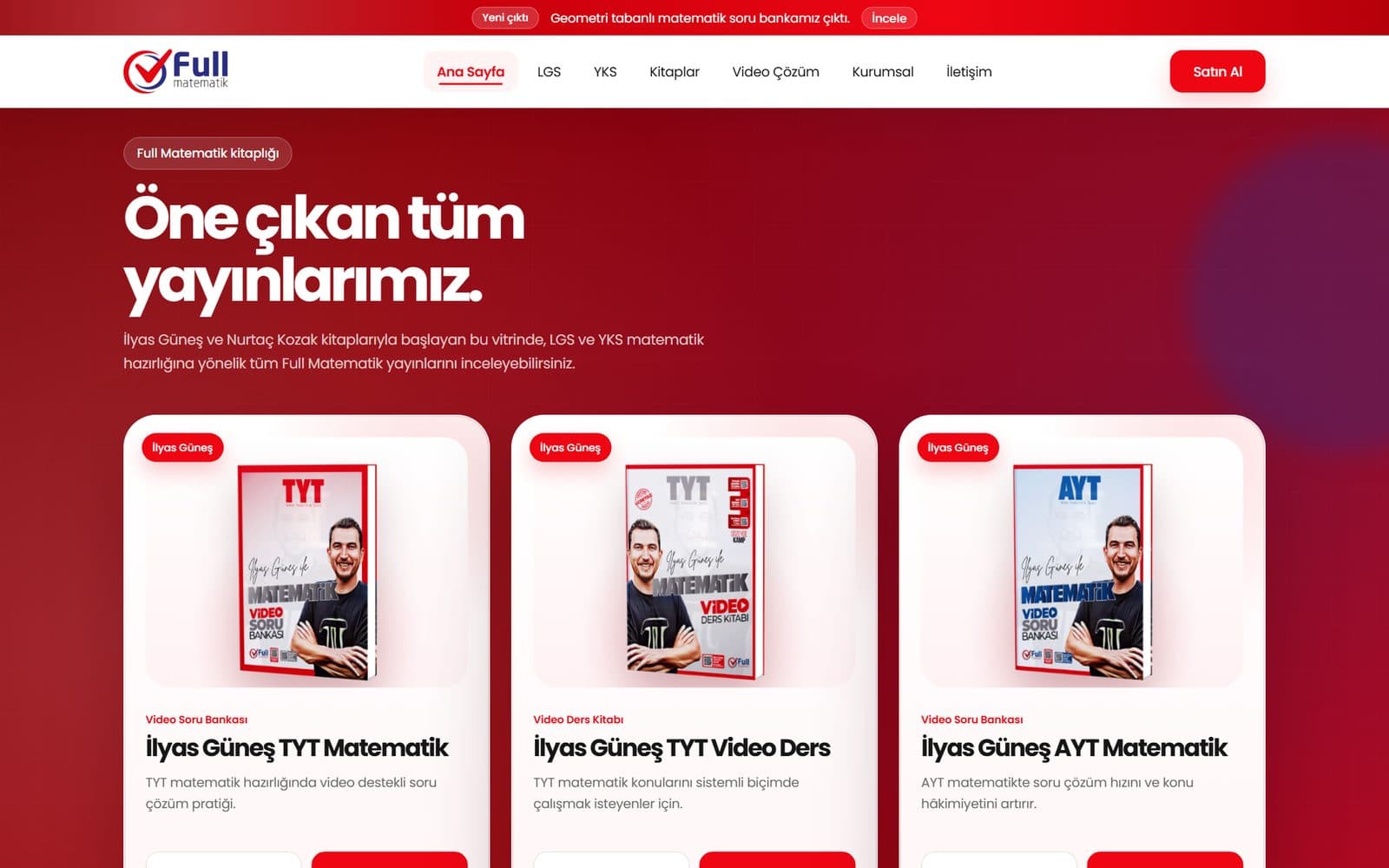 Full Matematik yazar serileri yayın vitrini tasarımı