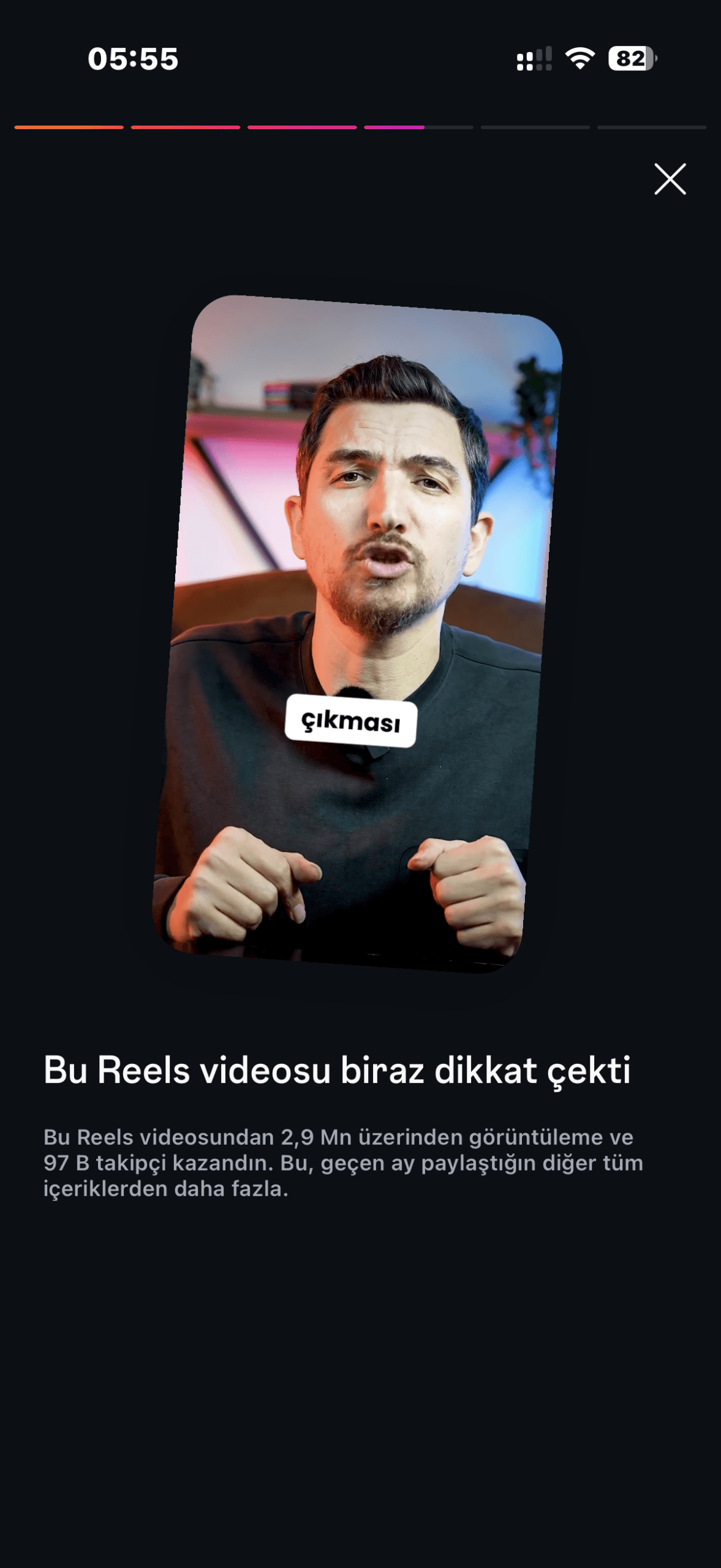 İlyas Güneş Instagram tek video performans ekran görüntüsü