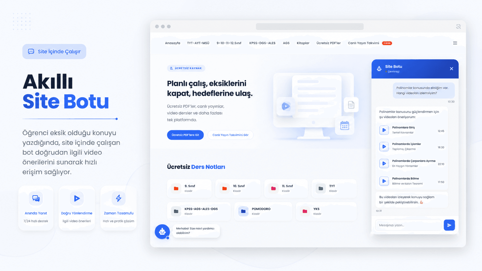 İlyas Güneş web sitesi akıllı site botu arayüzü