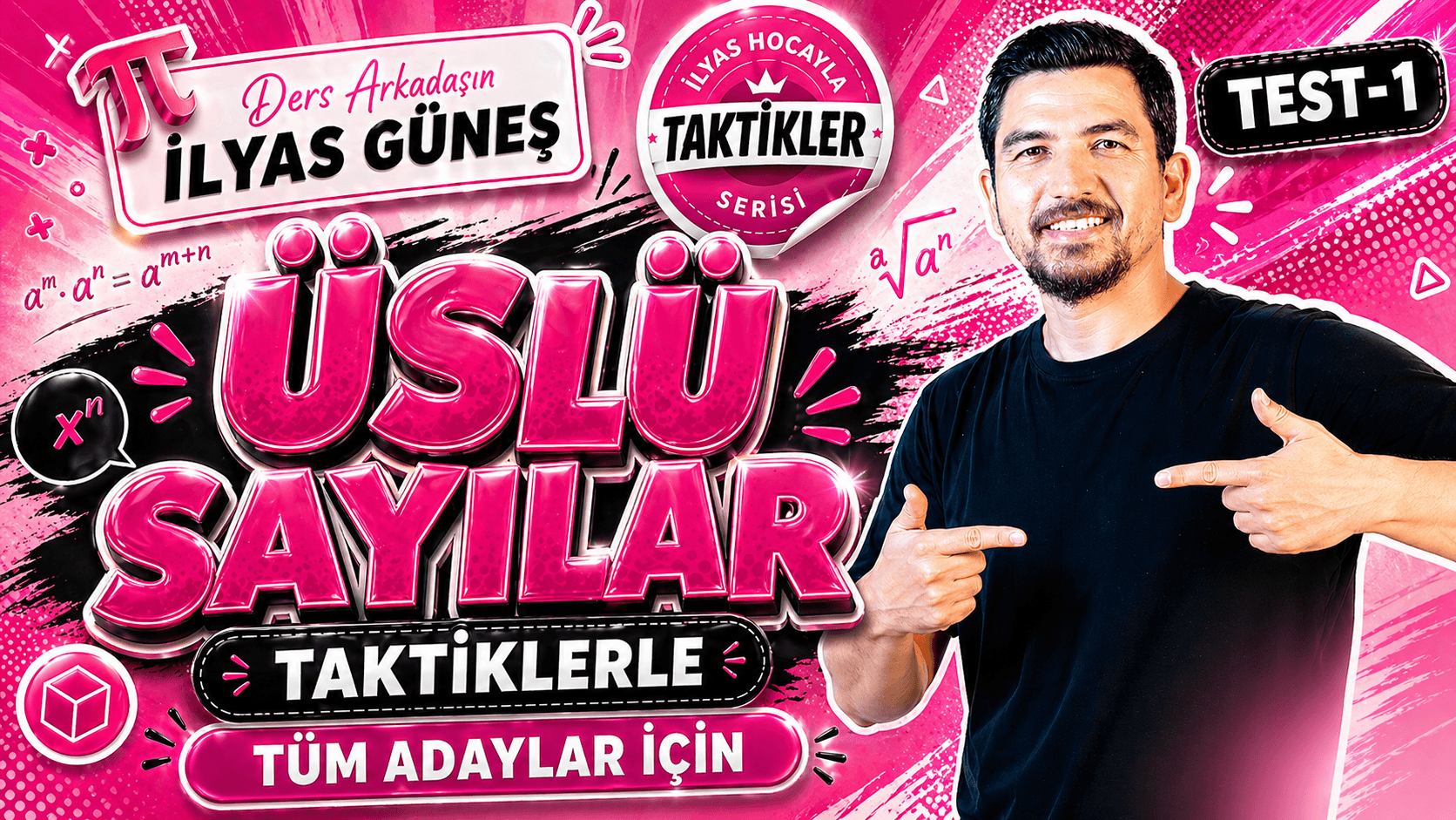 İlyas Güneş üslü sayılar YouTube kapak tasarımı, B varyantı