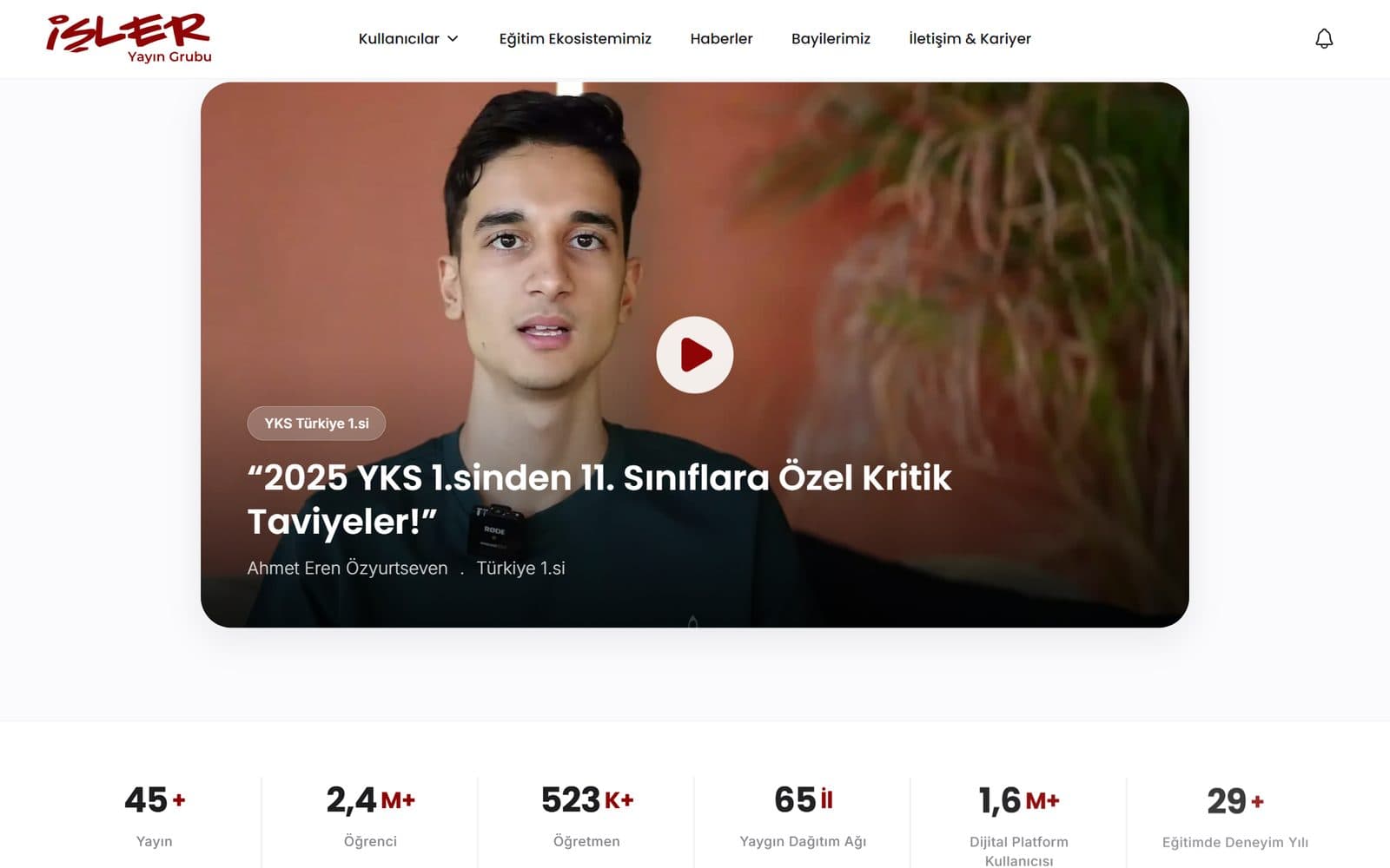 İşler Yayın Grubu başarı hikâyesi video bölümü ve istatistik bandı tasarımı