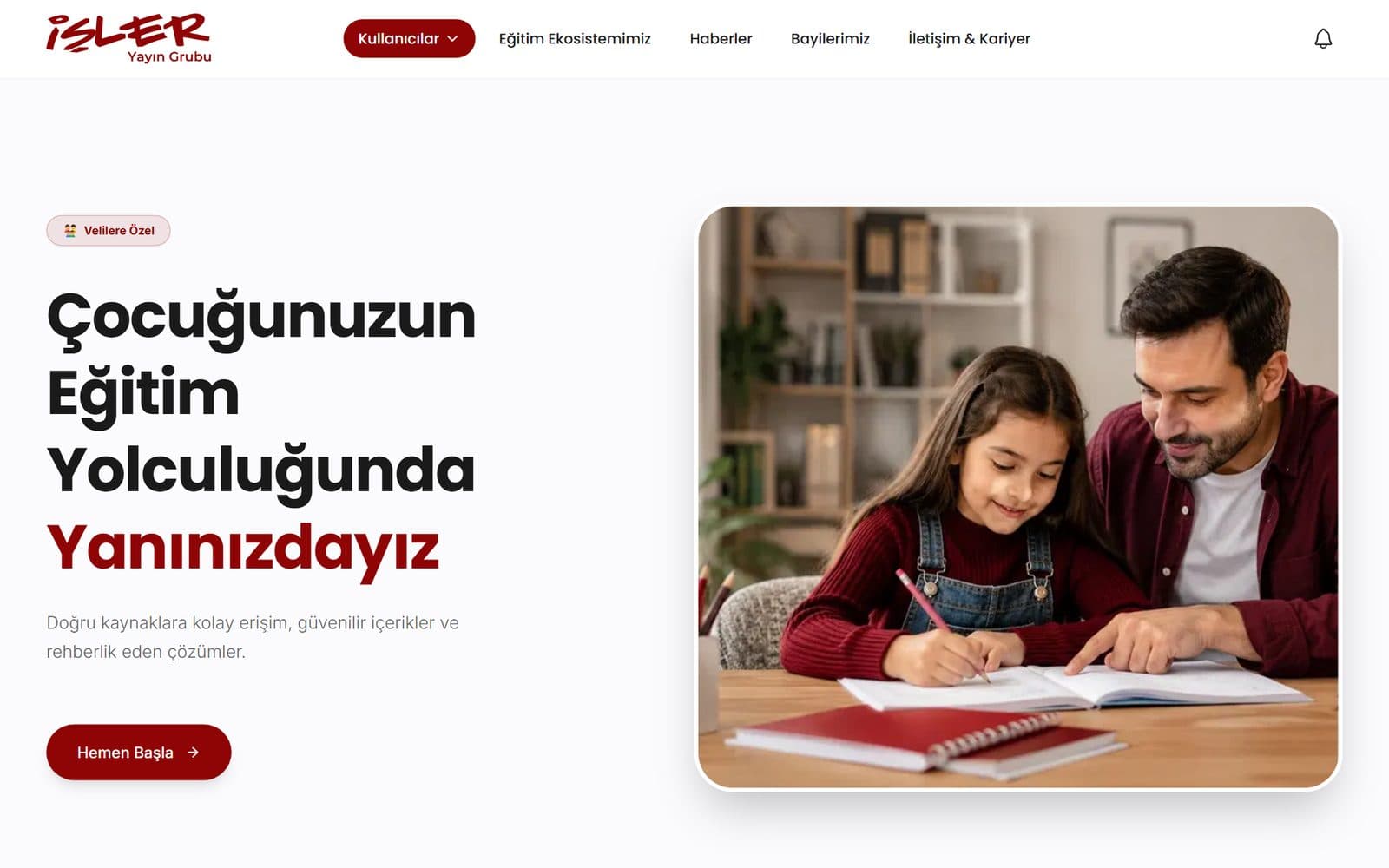 İşler Yayın Grubu veli sayfası web tasarımı