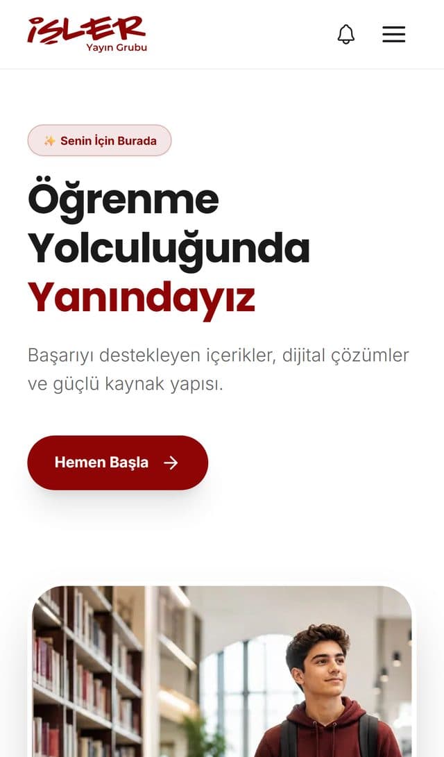 İşler Yayın Grubu öğrenci sayfasının mobil ekran görüntüsü